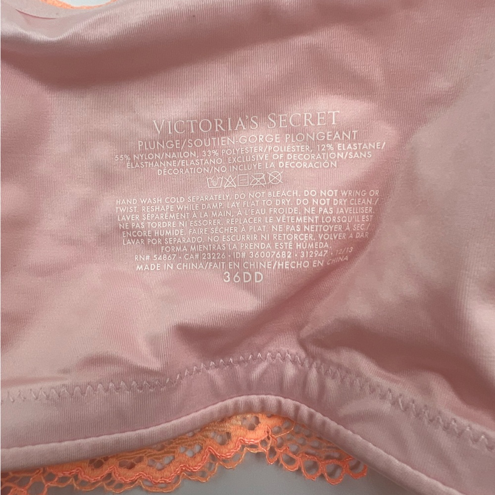 🍑 Victoria’s Secret Neon Coral Lace Lingerie Set (36DD + M) 🍑 - Picture 11 of 11
